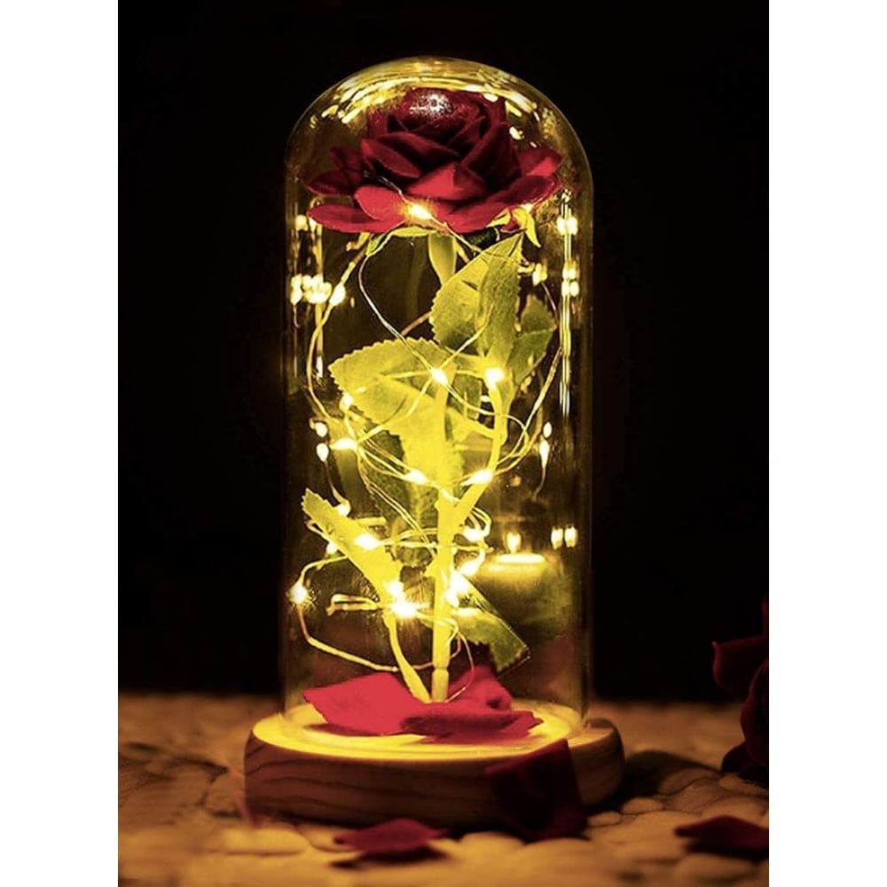 Enchanted Red Rose with Petals in Glass Dome Personalized Gifts for Women, Valentine’s Day Mother’s Day Christmas Anniversary Birthday Fatio General Trading