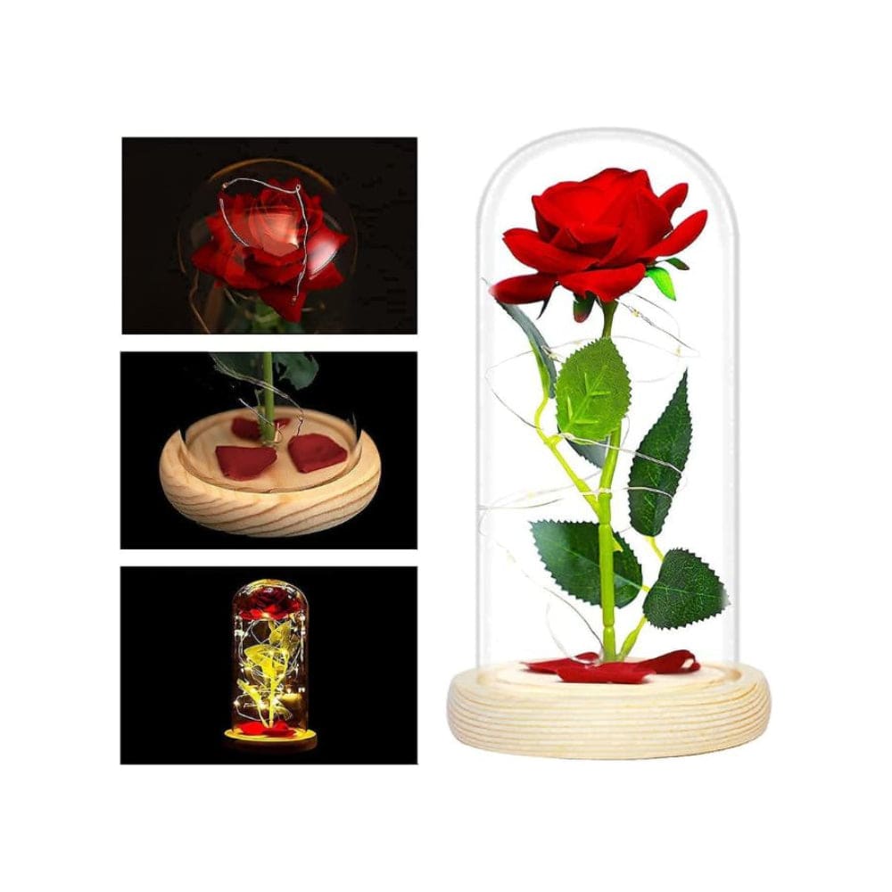 Enchanted Red Rose with Petals in Glass Dome Personalized Gifts for Women, Valentine’s Day Mother’s Day Christmas Anniversary Birthday Fatio General Trading