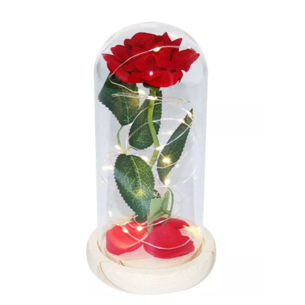 Enchanted Red Rose with Petals in Glass Dome Personalized Gifts for Women, Valentine’s Day Mother’s Day Christmas Anniversary Birthday Fatio General Trading