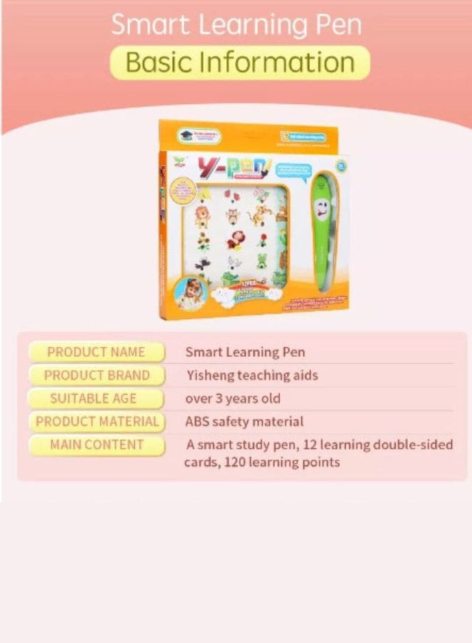 English Learning Book with Smart Learning Pen, Electronic Sound Early Learning Books for Kids Boys Girls, Life Knowledge Preschool Fatio General Trading