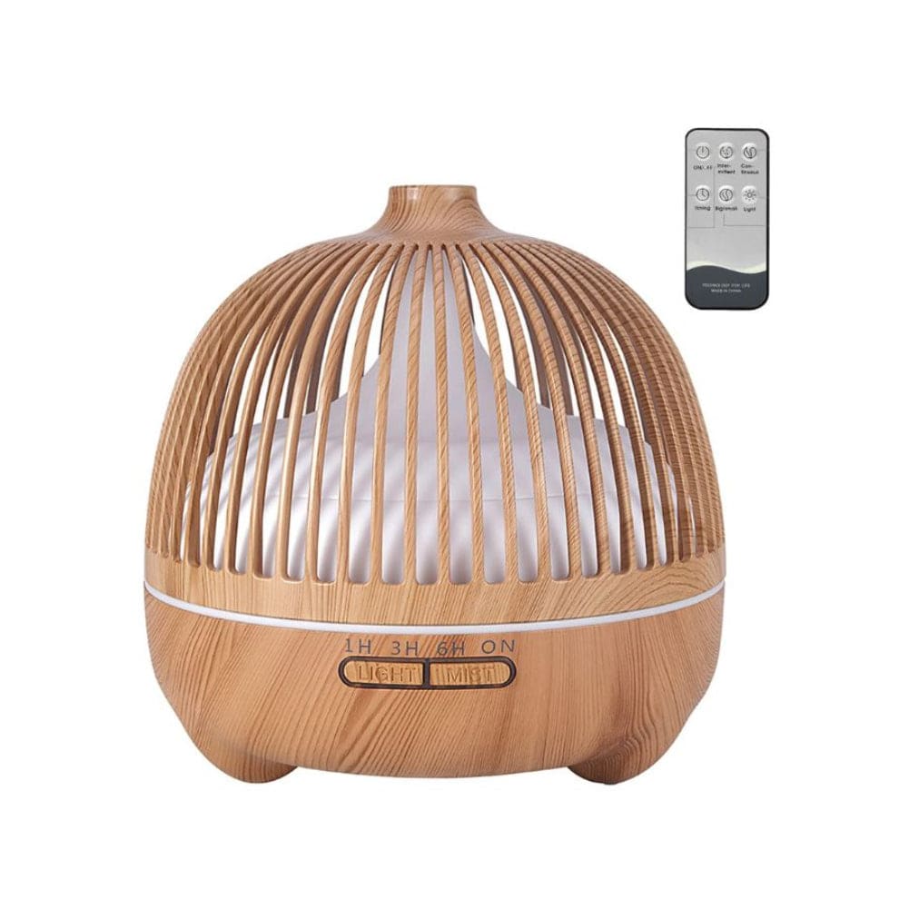 Essential Oil Diffuser 500ml Aromatherapy aroma diffuser ultrasonic humidifier with 7 color LED & remote control, Timer, Waterless Auto-Off, Black Fatio General Trading