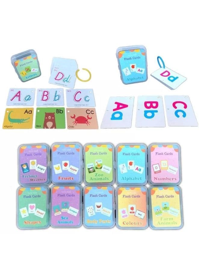 Feelings Weather Zoo Animal Cards: 2 Sets Educational Flash Cards Pocket Card Preschool Learning Cards for kids Fatio General Trading