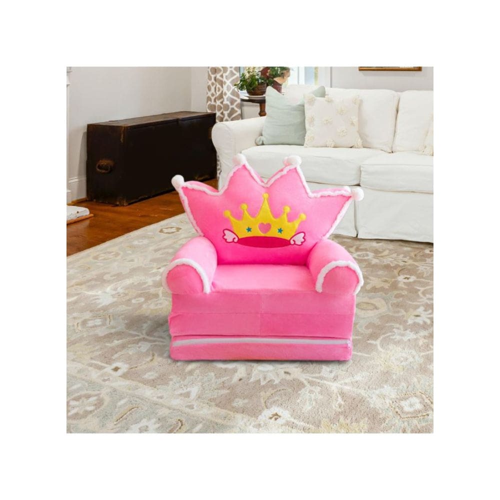 Foldable Toddler Chair Lounger for Girls, Removable and Washable Lazy Sleeping Sofa for Kids, Baby Sofa Bed Foldable Chair, Crown Fatio General Trading