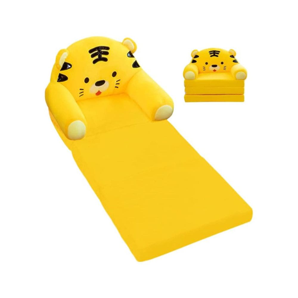 Foldable Toddler Chair Lounger for Girls, Removable and Washable Lazy Sleeping Sofa for Kids, Baby Sofa Bed Foldable Chair, Yellow Cat Fatio General Trading