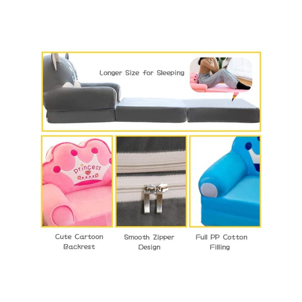 Foldable Toddler Chair Lounger for Girls, Removable and Washable Lazy Sleeping Sofa for Kids, Baby Sofa Bed Foldable Chair, Crown Fatio General Trading