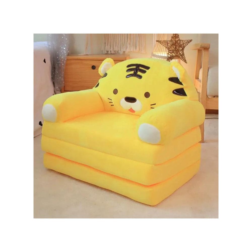 Foldable Toddler Chair Lounger for Girls, Removable and Washable Lazy Sleeping Sofa for Kids, Baby Sofa Bed Foldable Chair, Yellow Cat Fatio General Trading