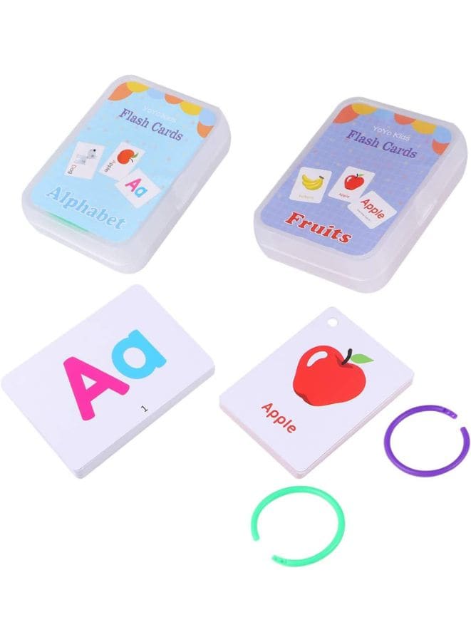 Fruit Letter Children Learning Cards: 2 Sets Educational Flash Cards Pocket Card Preschool Teaching Cards for kids Fatio General Trading