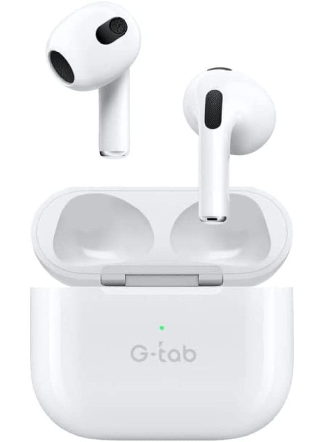 G-Tab X4 True Wireless Earbuds, Bluetooth Earphones V5.00 with Clear Calls,HIFI Sound Quality, Noise Reduction, Touch Sensor, Super Battery, Heavy Bass, 1 Free Earbuds Case for iPhone & Android, White Fatio General Trading