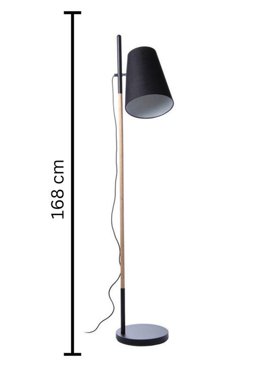 Hideout Floor Lamp - Sophisticated Black Matte and Oak Finish size
