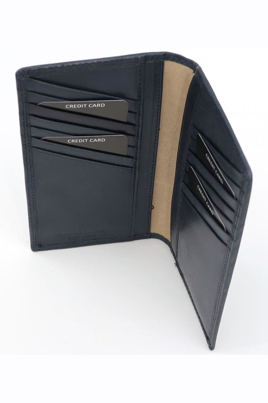 Gai Mattiolo leather card/document holder, Equipped with spaces for credit cards, documents or larger banknotes, Hidden back pocket, Blue Fatio General Trading