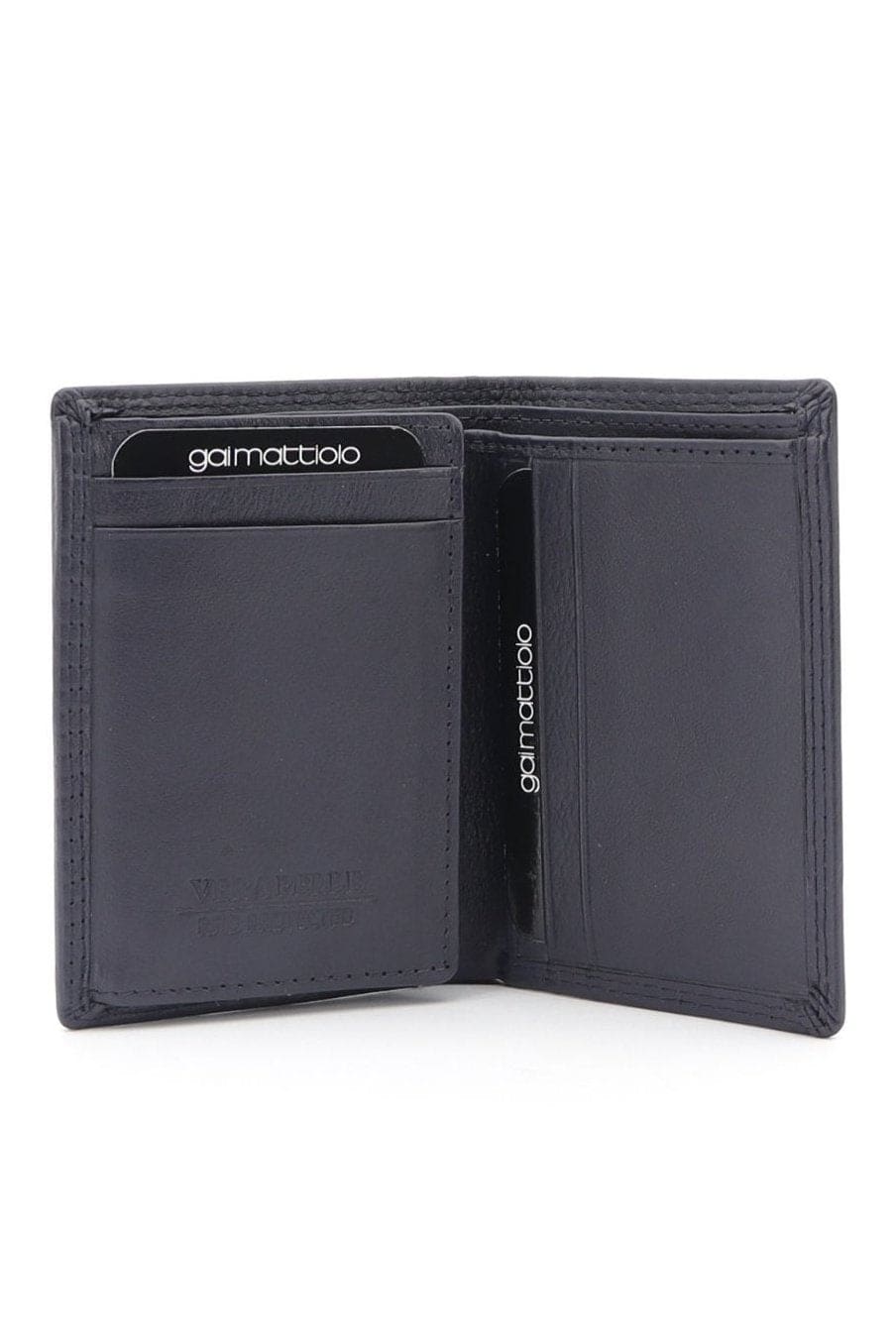 Gai Mattiolo leather wallet, Equipped with spaces for credit cards, a space with mesh for documents in card format and banknotes, Blue Fatio General Trading