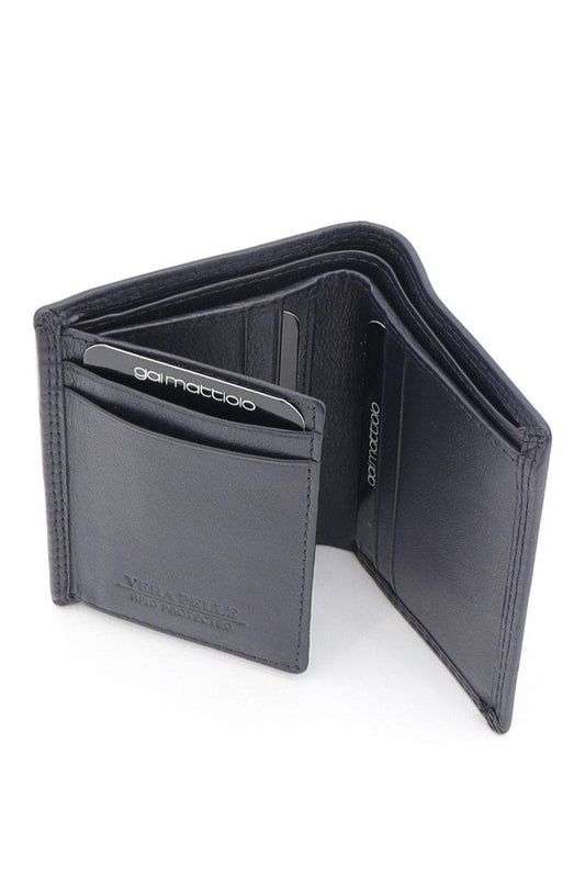 Gai Mattiolo leather wallet, Equipped with spaces for credit cards, a space with mesh for documents in card format and banknotes, Blue Fatio General Trading