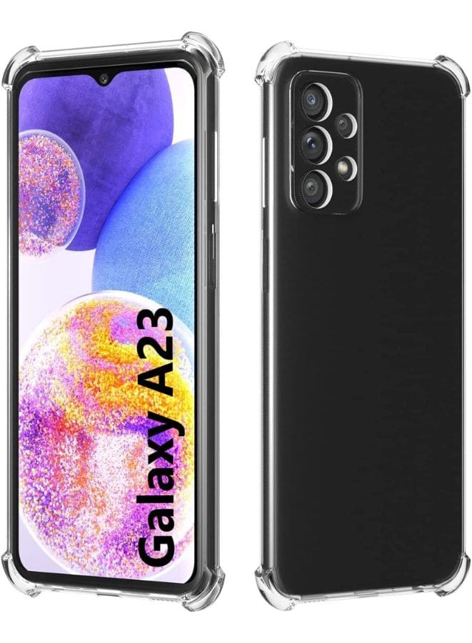 Galaxy A23 Back Cover Case | Ultra Clear Soft Case | Best Camera Protection | Inbuilt Dust Plugs & Anti-Slip Grip | Slim & Protective Back Case Cover for Samsung Galaxy A23 Clear Fatio General Trading
