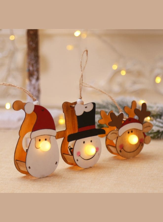 Glowing Wooden Pendant for decorating Christmas Tree Ornament Hat Fatio General Trading