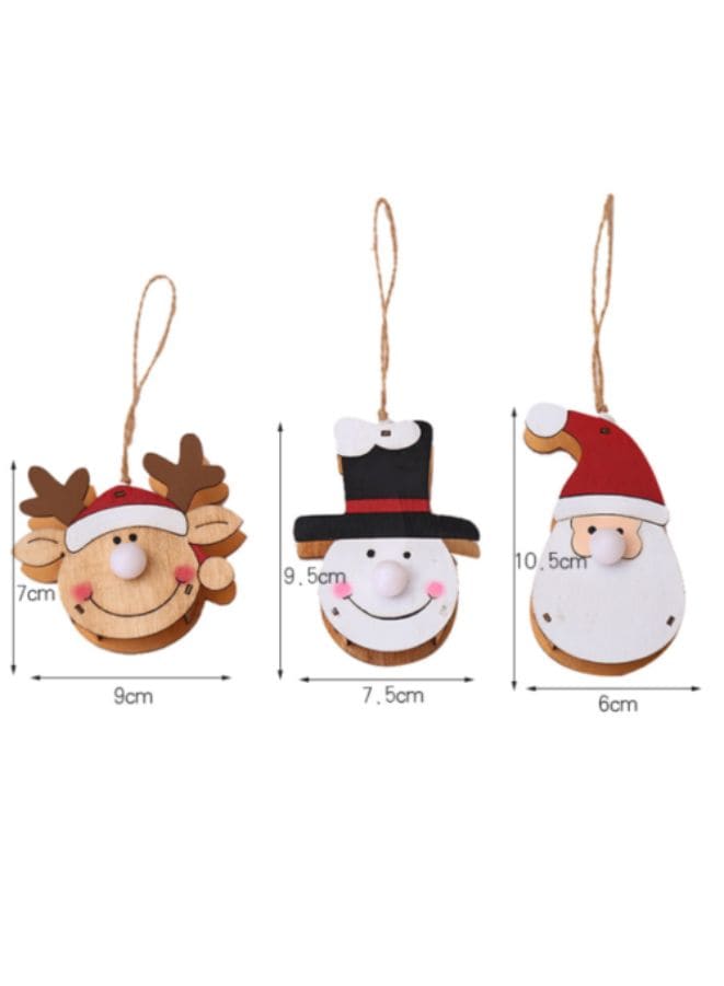 Glowing Wooden Pendant for decorating Christmas Tree Ornament Pack of 3 Fatio General Trading