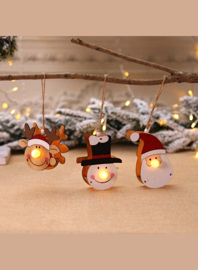Glowing Wooden Pendant for decorating Christmas Tree Ornament Reindeer Fatio General Trading