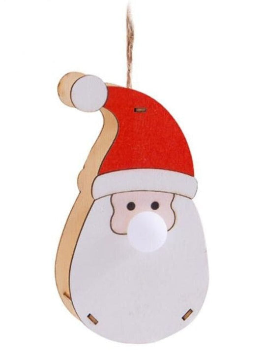 Glowing Wooden Pendant for decorating Christmas Tree Ornament Santa Claus Fatio General Trading