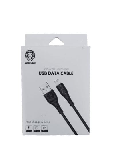 Green Lion Charging Cable, Pvc Usb-a To Lightning Cable 2a, Fast Charging, Ultra-fast Sync Charge Cable, Over-current Protection Lightning Cord Compatible For Iphone Lightning Devices Black – 1 M Fatio General Trading