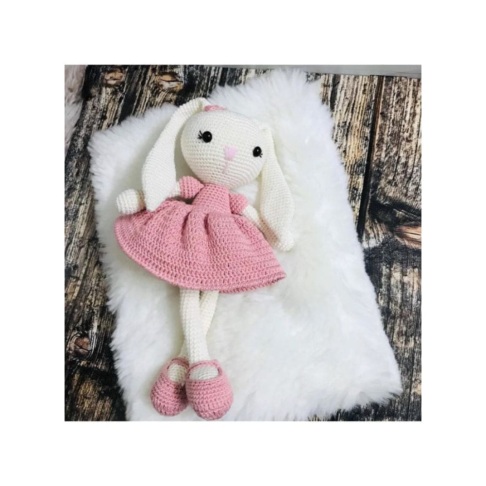 Handmade Natural Wooden and Cotton Crochet Toy Doll with rattle and Pacifier Chain for Baby Friend Amigurumi Crochet Sleeping Buddy for Kids and Adults, Bunny 6 25cm Fatio General Trading