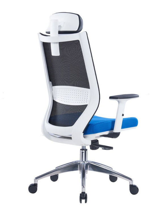 Ergonomic Office Chair with Lumbar Support and Rollerblade Wheels, Blue Seat Black Back Reclining High Back with Breathable Mesh, Adjustable Headrest & Armrest, Comfortable Desk Chairs