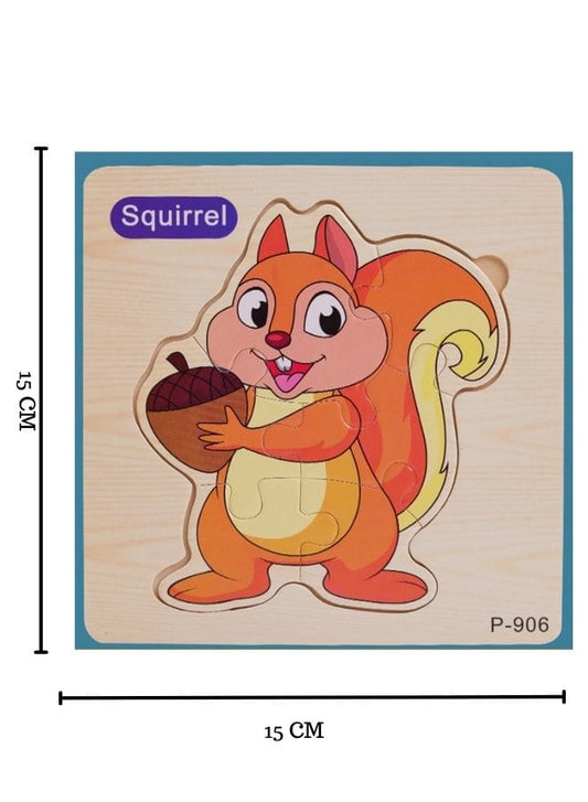 Jigsaw 3D Wooden Puzzle Toys Cartoon Animals Traffic Cards Intelligence Early Learning Toy for Children Animal Set Squirrel Fatio General Trading