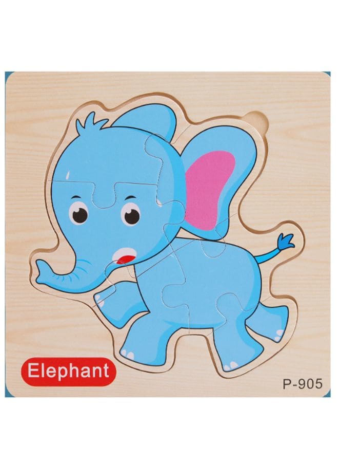 Jigsaw 3D Wooden Puzzle Toys Cartoon Animals Traffic Cards Intelligence Early Learning Toy for Children Animal Set Elephant Fatio General Trading
