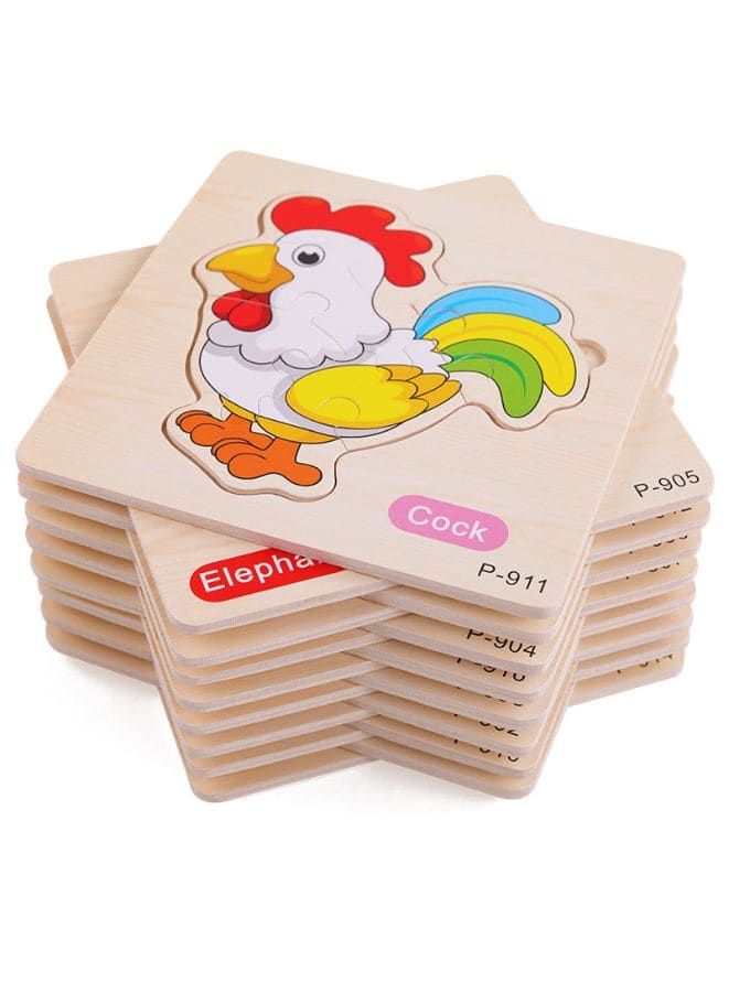 Jigsaw 3D Wooden Puzzle Toys Cartoon Animals Traffic Cards Intelligence Early Learning Toy for Children Vehicle set Train Fatio General Trading