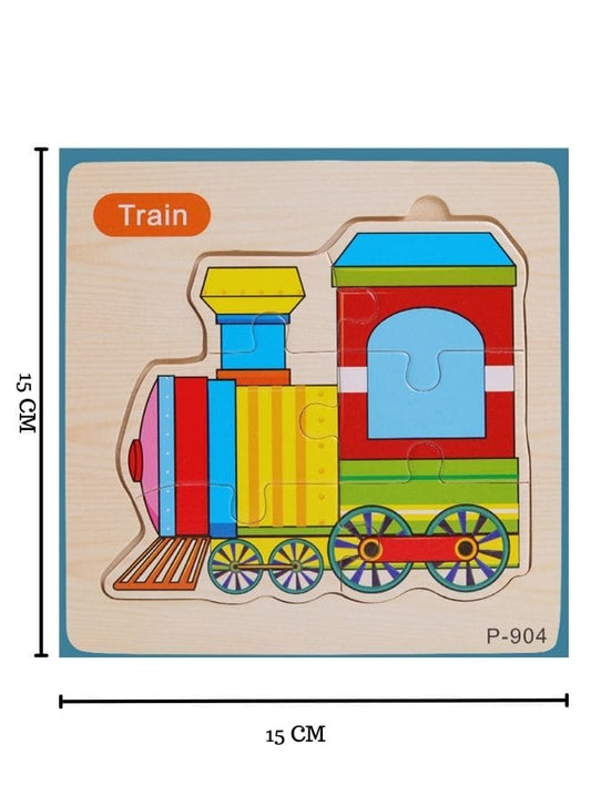 Jigsaw 3D Wooden Puzzle Toys Cartoon Animals Traffic Cards Intelligence Early Learning Toy for Children Vehicle set Train Fatio General Trading