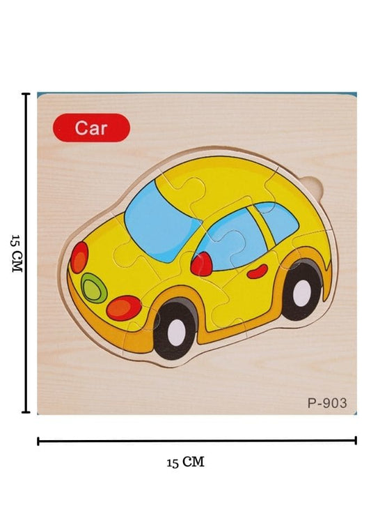 Jigsaw 3D Wooden Puzzle Toys Cartoon Animals Traffic Cards Intelligence Early Learning Toy for Children Vehicle set Car Fatio General Trading