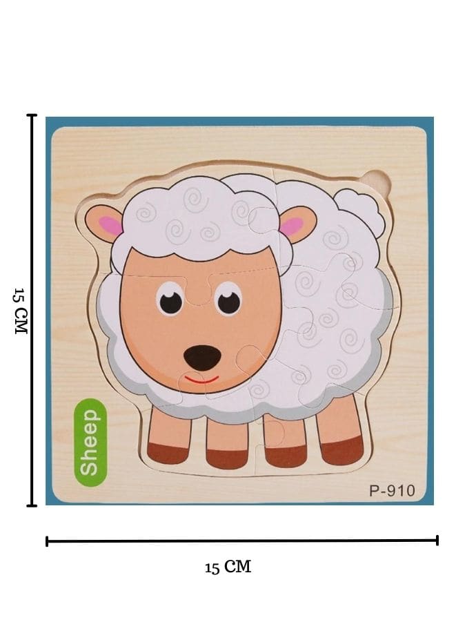 Jigsaw 3D Wooden Puzzle Toys Cartoon Animals Traffic Cards Intelligence Early Learning Toy for Children Animal Set Sheep Fatio General Trading