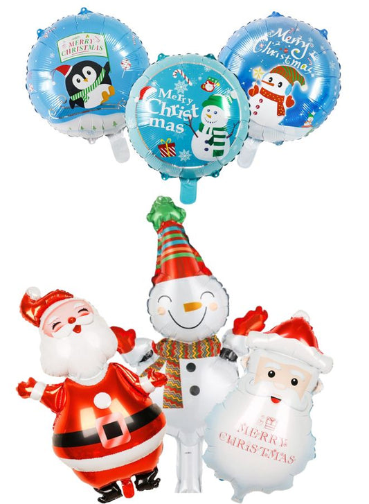 6-Piece Christmas Celebration Balloon Pack for Festive Decorations (6 Different Designs)