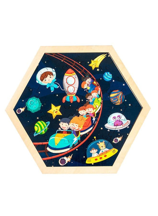 Large Piece Puzzles for Kids Children Wooden Puzzle 50 Pieces Educational Cartoon Puzzle Game Kids Toys Universe Fatio General Trading
