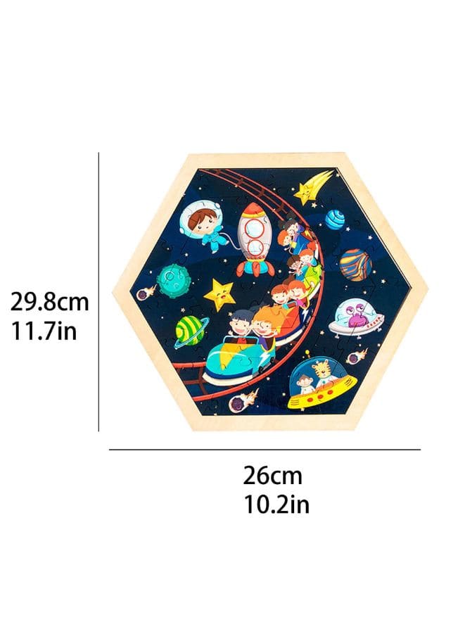 Large Piece Puzzles for Kids Children Wooden Puzzle 50 Pieces Educational Cartoon Puzzle Game Kids Toys Universe Fatio General Trading