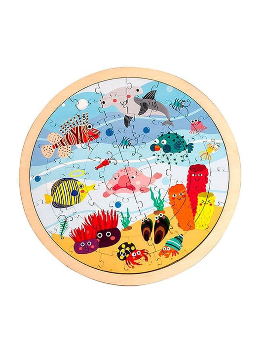 Large Piece Puzzles for Kids Children Wooden Puzzle 64 Pieces Educational Cartoon Puzzle Game Kids Toys Ocean Fatio General Trading