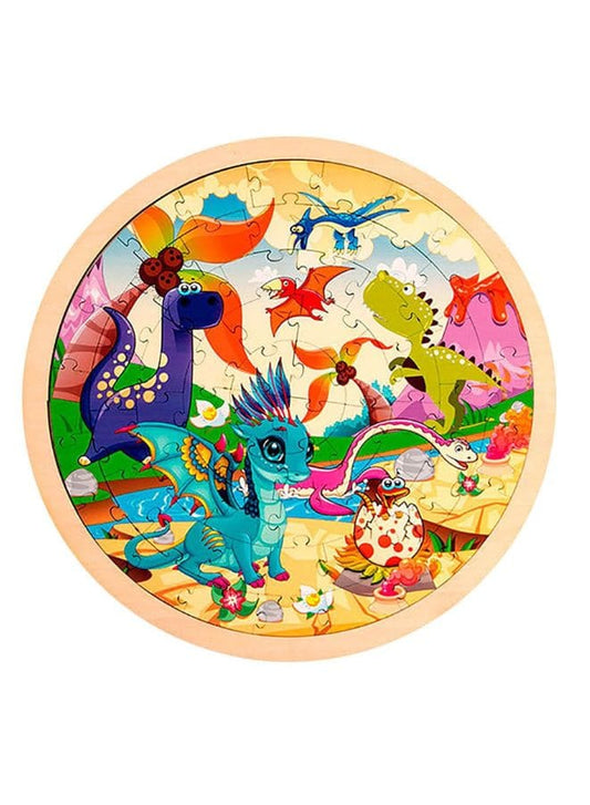 Large Piece Puzzles for Kids Children Wooden Puzzle 64 Pieces Educational Cartoon Puzzle Game Kids Toys Dinosaurs Fatio General Trading