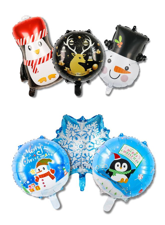 6-Piece Christmas Celebration Balloon Pack for Festive Decorations (6 Different Designs)