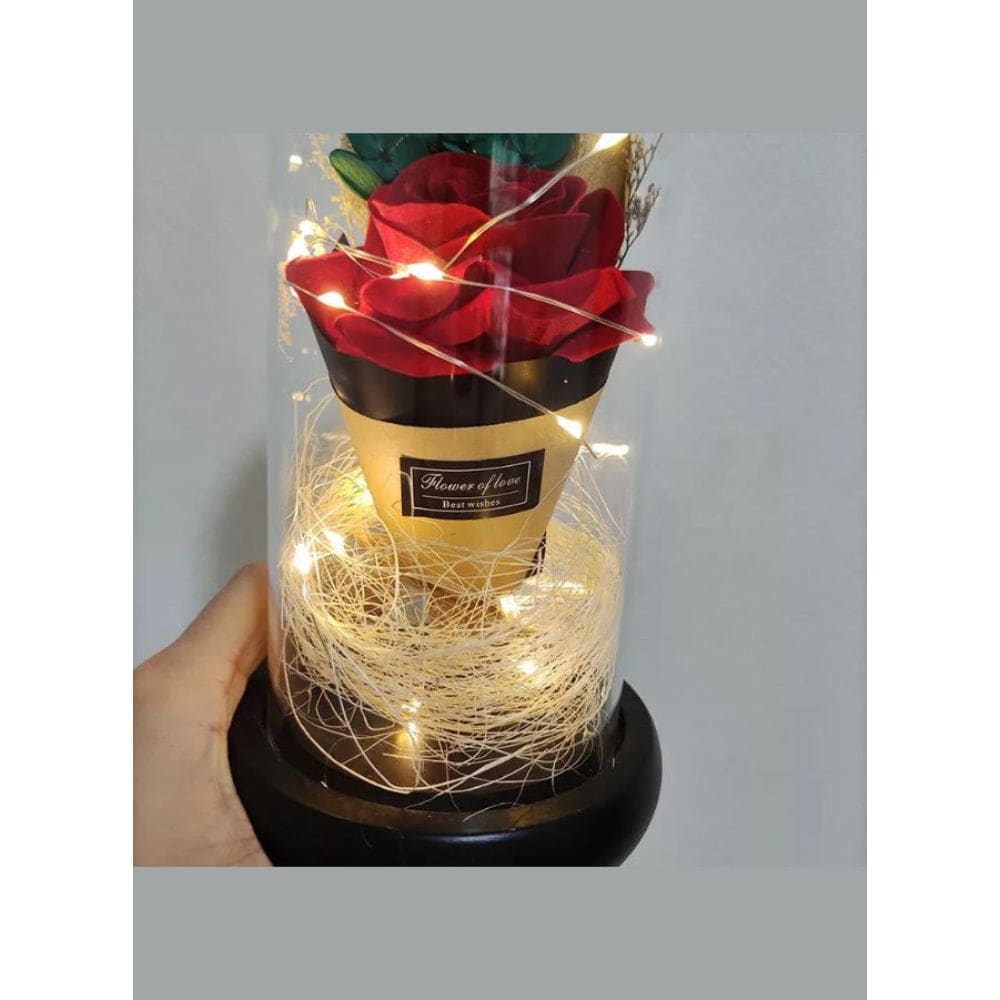 LED Light Dried Flowers In Glass Dome Artificial Dried Flower Bouquet Gift For Valentine's Day/Birthday/Christmas/Wedding Gift Fatio General Trading