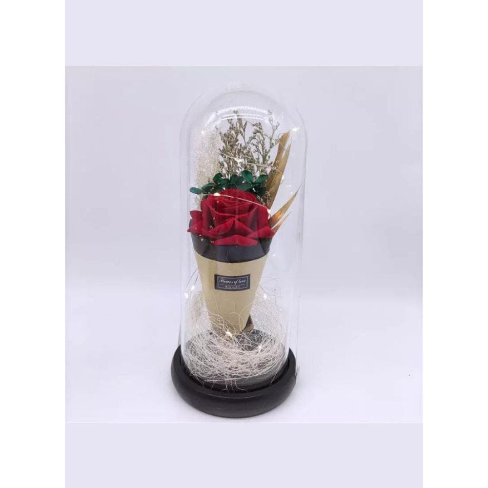 LED Light Dried Flowers In Glass Dome Artificial Dried Flower Bouquet Gift For Valentine's Day/Birthday/Christmas/Wedding Gift Fatio General Trading