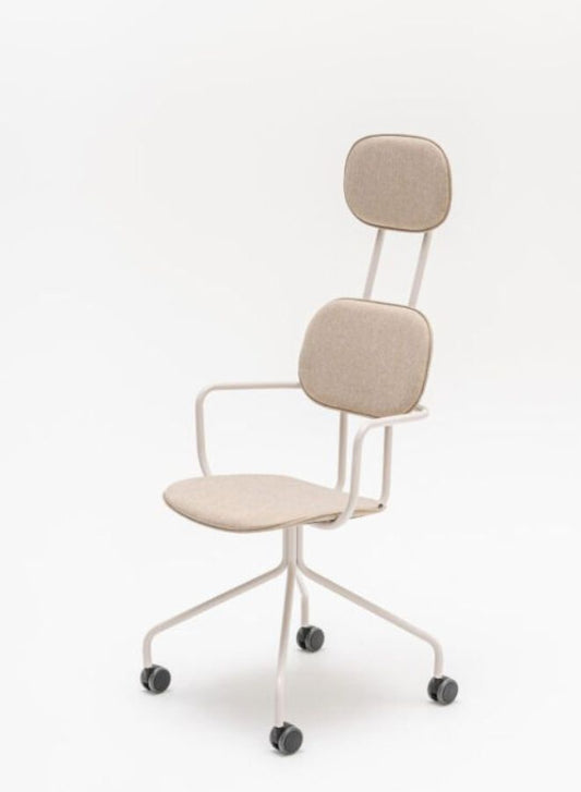 New School Upholstered Chair Fixed Headrest, Base with Castors (Customizable)