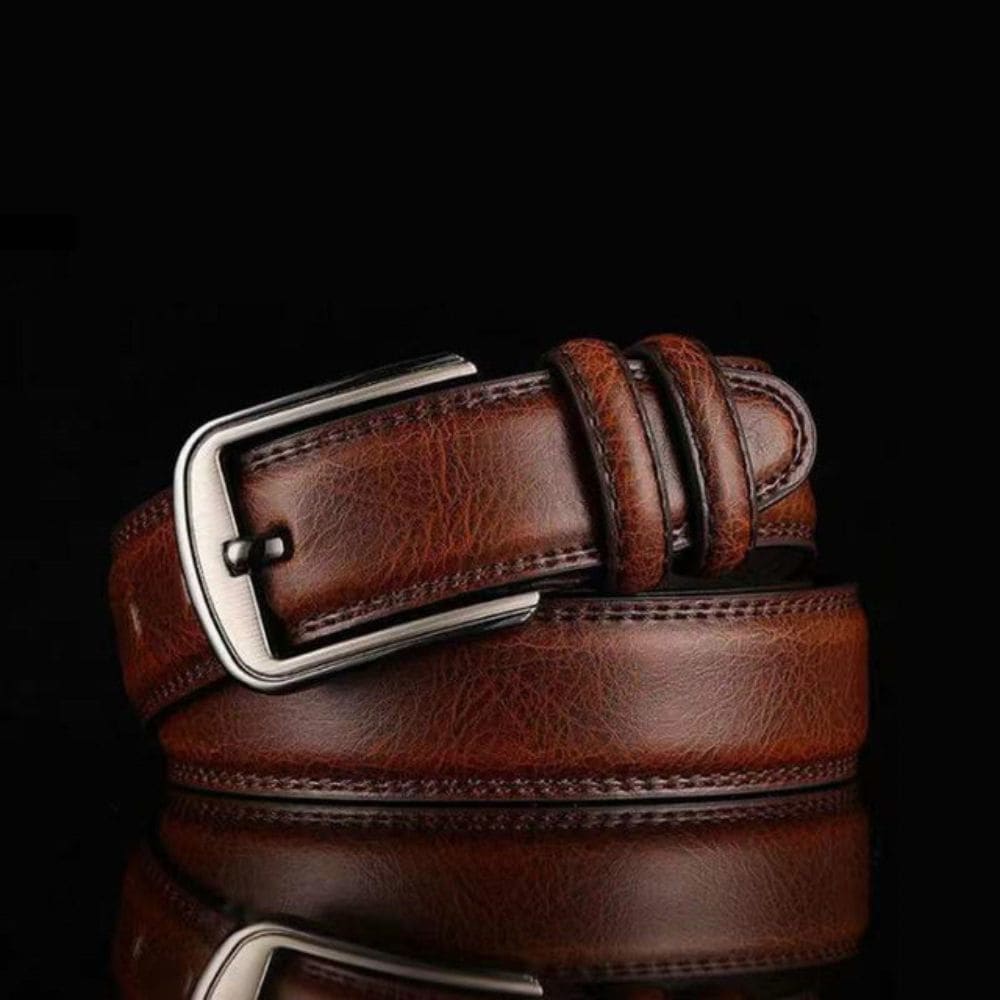 Men's Leather Strap Belt Men's Pin Buckle Luxury Waistband, 120CM Fatio General Trading