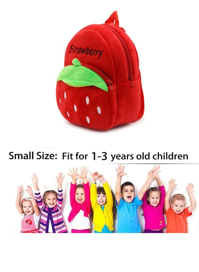 Mini Backpack Kids Cute School Shoulder Bag Toddler Plush Small Backpack Baby Schoolbag Preschool Bag Gift, Strawberry Fatio General Trading