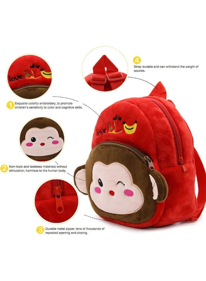 Mini Backpack Kids Cute School Shoulder Bag Toddler Plush Small Backpack Baby Schoolbag Preschool Bag Gift, Monkey Fatio General Trading