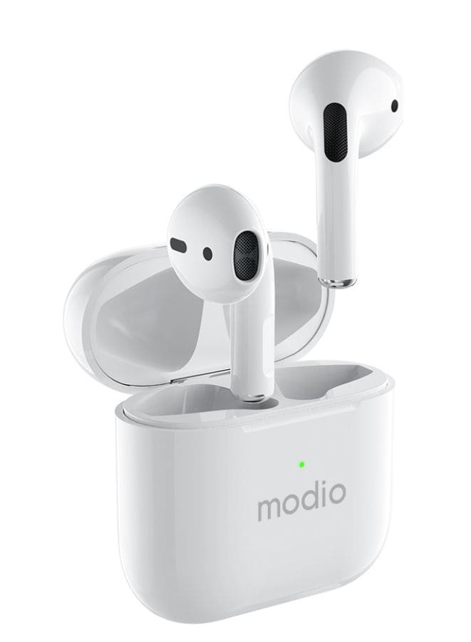 Modio ME4 True wireless stereo headset(White) with free case (Blue/Red) Fatio General Trading