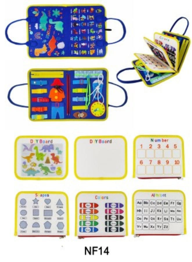Montessori Basic Life Skills Activity Educational Toys Felt Busy Board for Toddlers, Teach Basic Life Skills for boys and girls (28 x 22.7 cm) Fatio General Trading