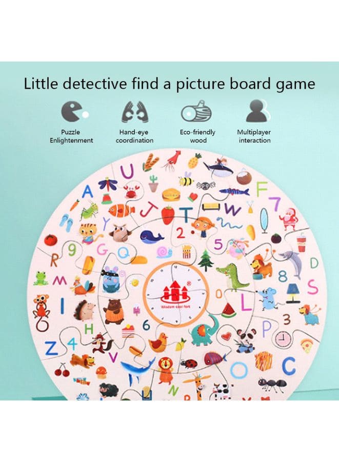 Montessori Early education toys wooden jigsaw puzzle parent-child interaction detective search card memory board game for kids Fatio General Trading