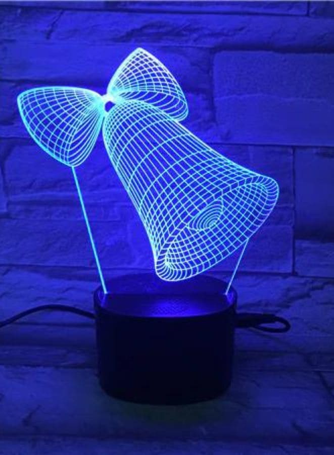 Multi-color Bell 3D LED Night Lamp, USB Desk Lamp, 16 Color with remote control Bedroom Table Lamp, Home Décor Light Gifts Fatio General Trading