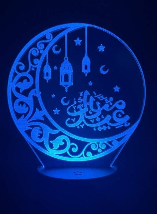 Multi-color Islamic Moon 3D LED Night Lamp, USB Desk Lamp, 16 Color with remote control Bedroom Table Lamp, Home Décor Light Gifts Fatio General Trading