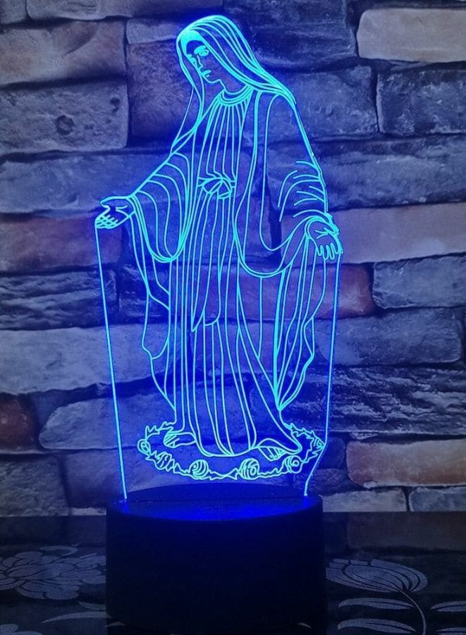 Multi-color Mother Mary 3D LED Night Lamp, USB Desk Lamp, 16 Color with remote control Bedroom Table Lamp, Home Décor Light Gifts Fatio General Trading