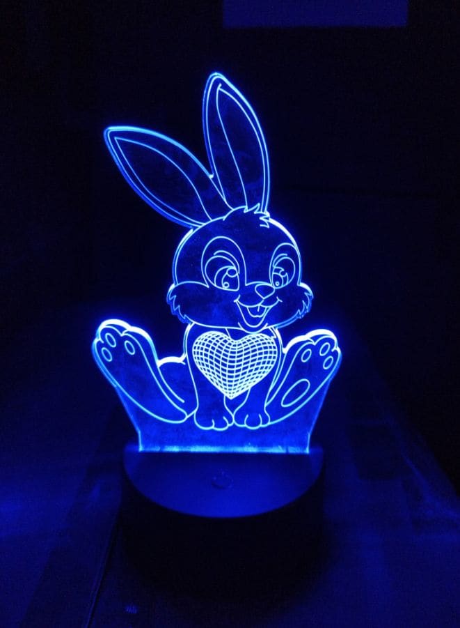 Multi-color Rabbit 3D LED Night Lamp, USB Desk Lamp, 16 Color with remote control Bedroom Table Lamp, Home Décor Light Gifts Fatio General Trading