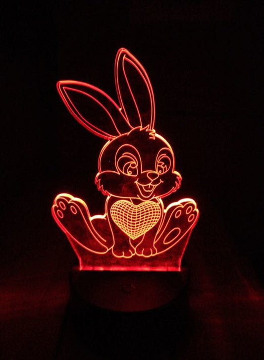 Multi-color Rabbit 3D LED Night Lamp, USB Desk Lamp, 16 Color with remote control Bedroom Table Lamp, Home Décor Light Gifts Fatio General Trading